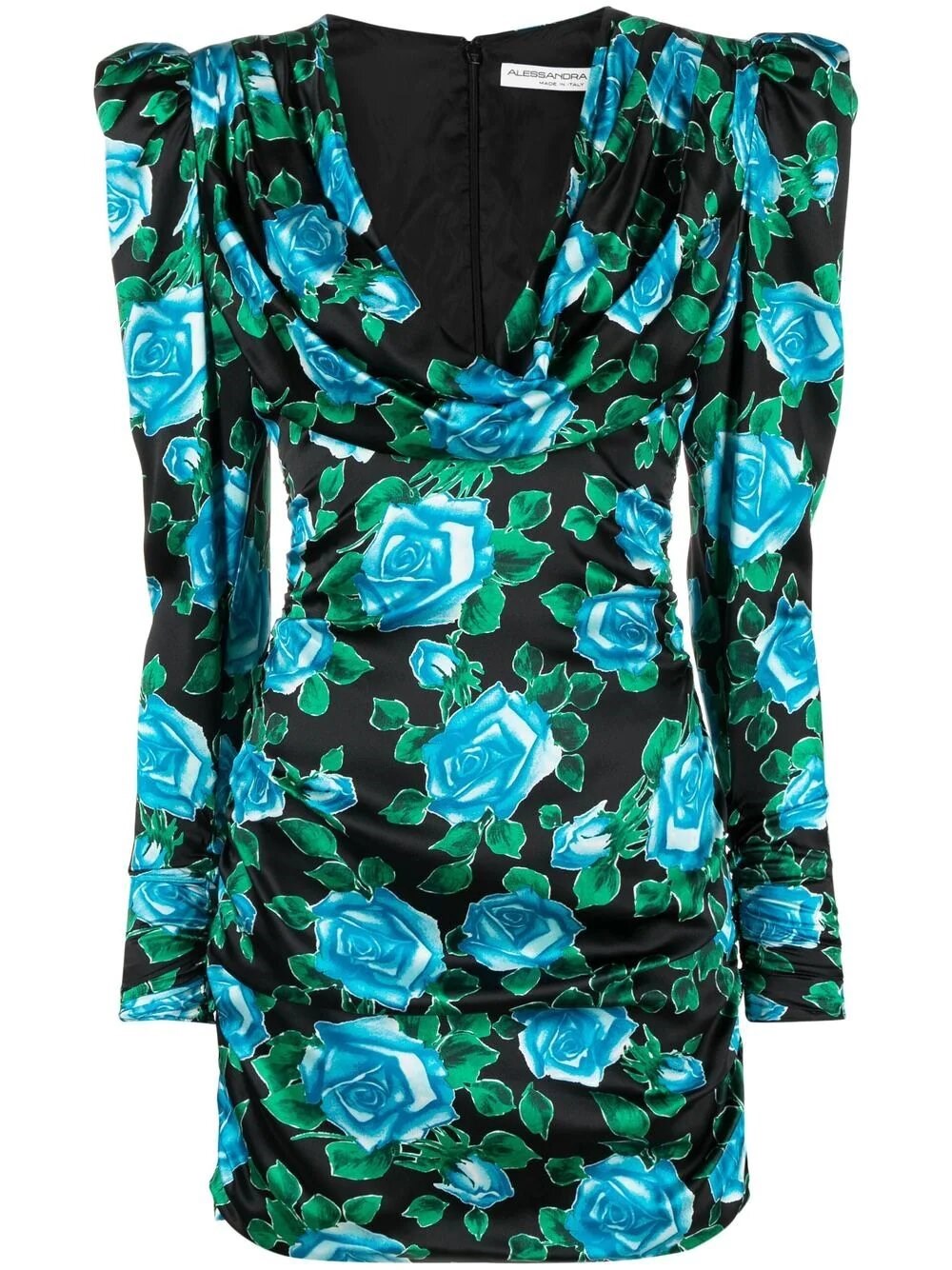 Alessandra Rich Mini Satin Dress In Nero