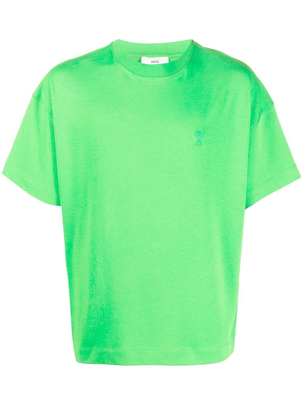 Ami Alexandre Mattiussi Organic-cotton Drop-shoulder T-shirt In Verde