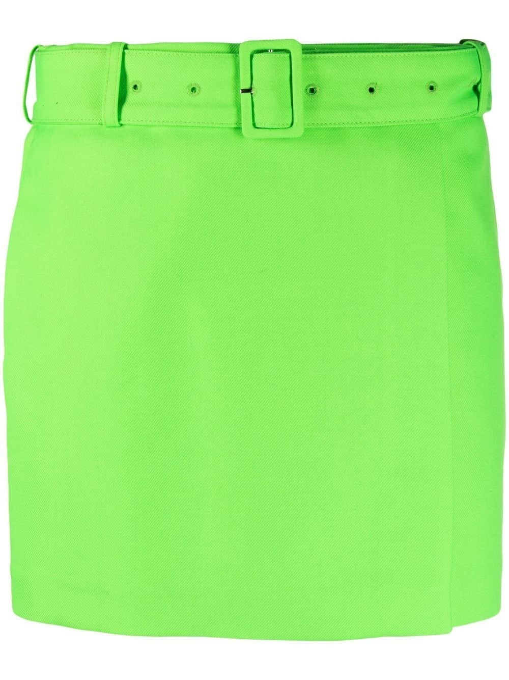 Ami Alexandre Mattiussi High-waisted Belted Miniskirt In Verde