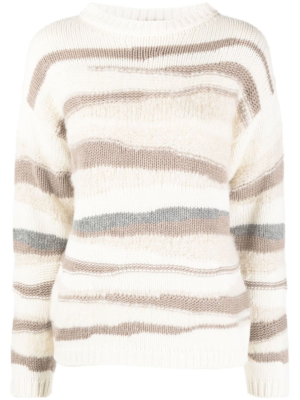 Fabiana Filippi Stripe Patterned Rib Knit Sweater In Bianco