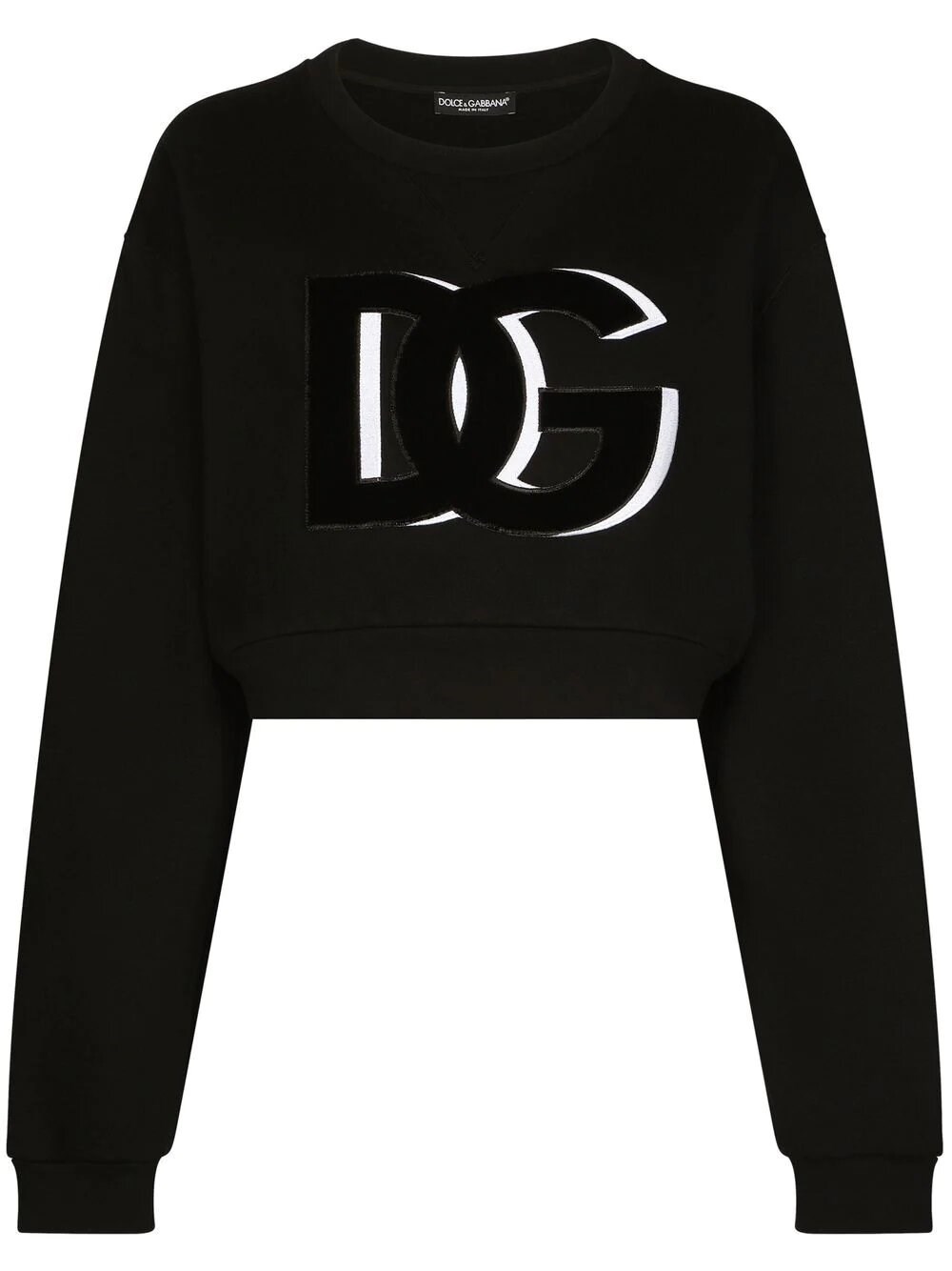 Dolce & Gabbana Cropped Sweatshirt In Nero