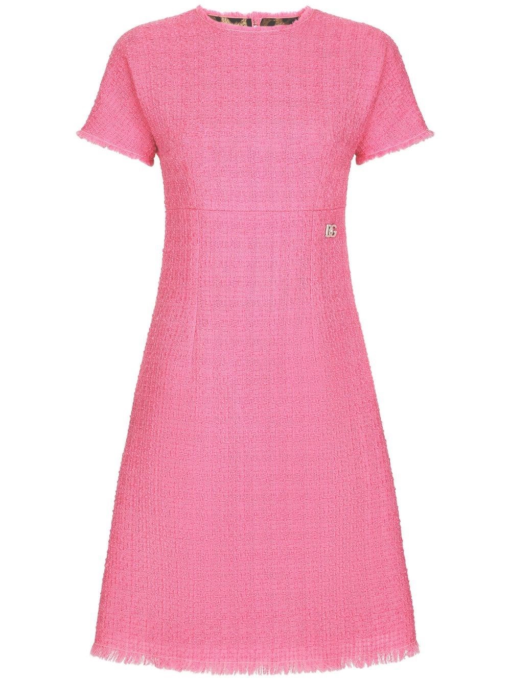 Dolce & Gabbana Tweed Midi Dress In Rosa