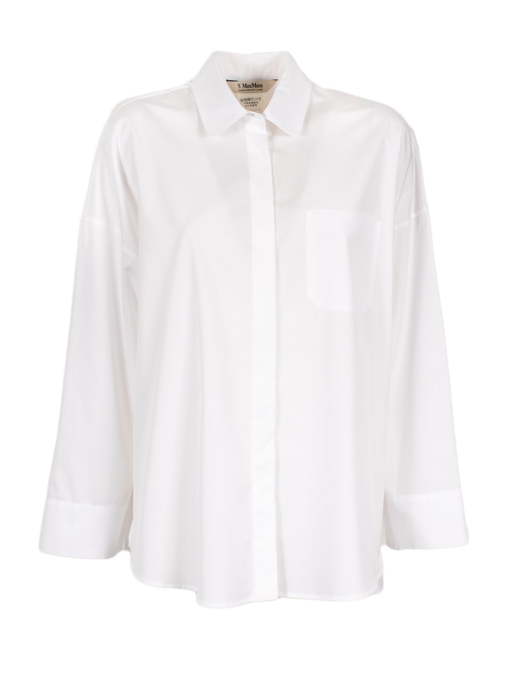 S Max Mara Mina Cotton Poplin Shirt In White
