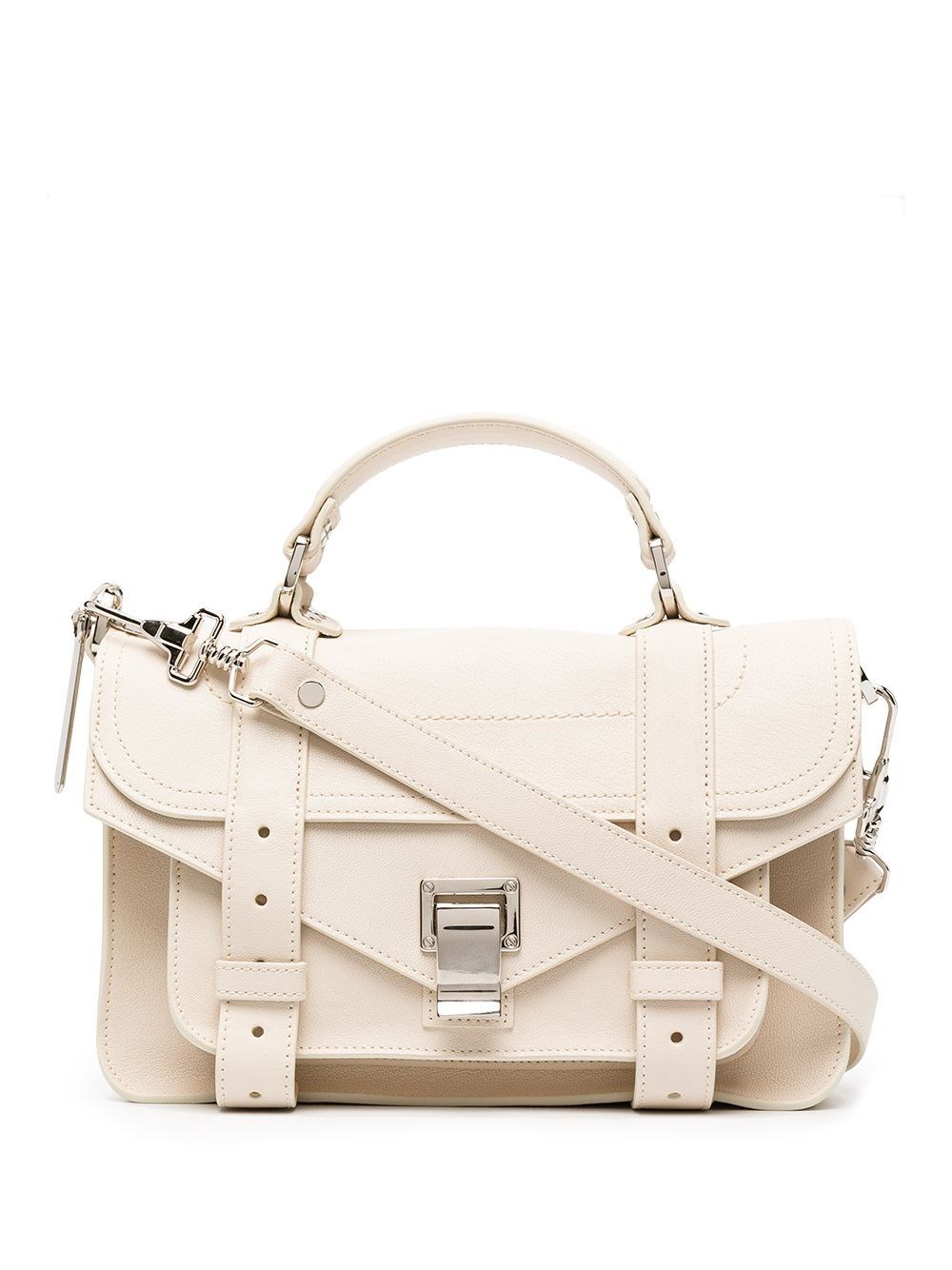Shop Proenza Schouler Ps1 Tiny Lux Leather In Bianco