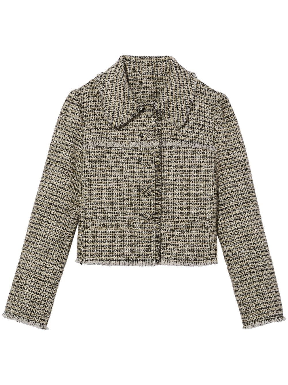Proenza Schouler White Label Cropped Frayed Cotton-blend Tweed Jacket In Giallo