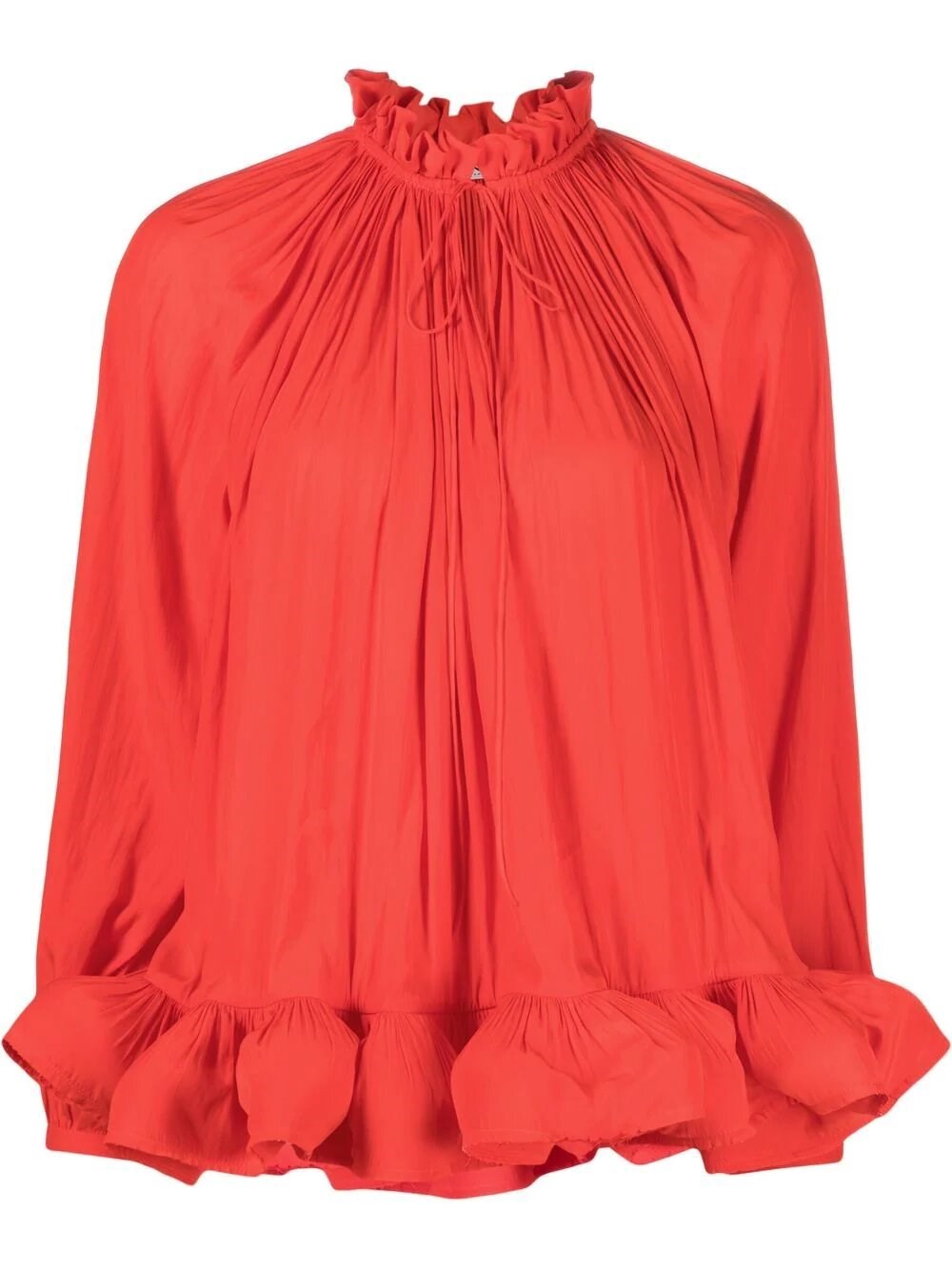 Lanvin Ruffled Gathered Blouse In Rosso