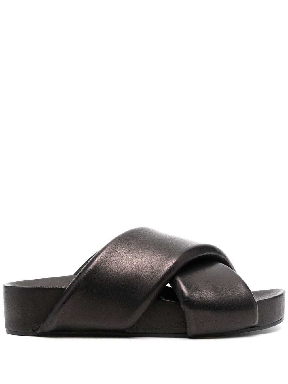 Crossover-strap Padded Sandals In Black