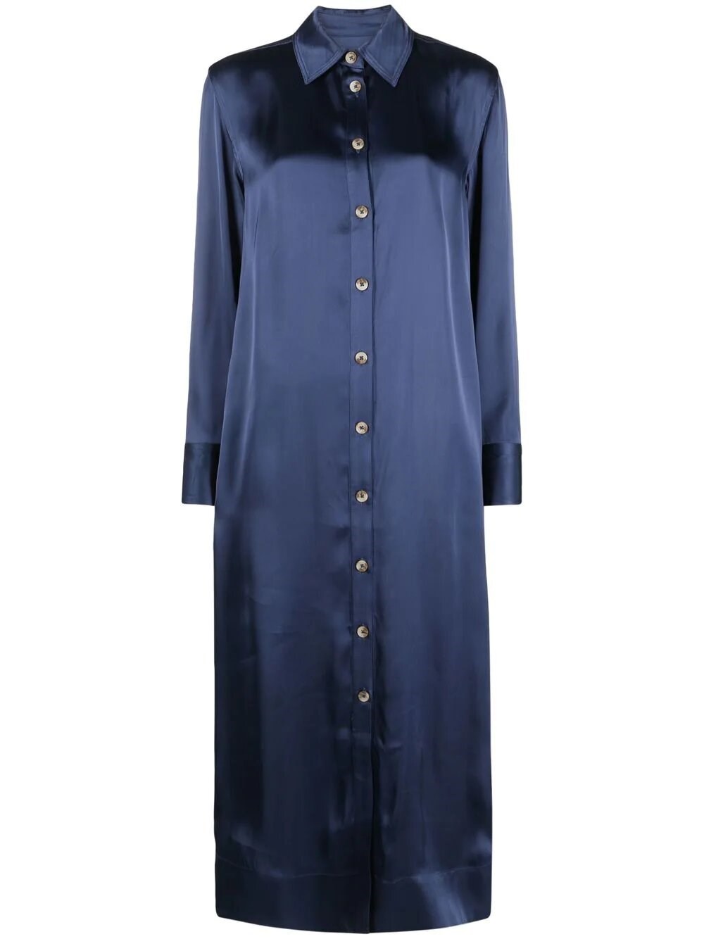 Loulou Studio Satin Tea-length Shirtdress In Blu