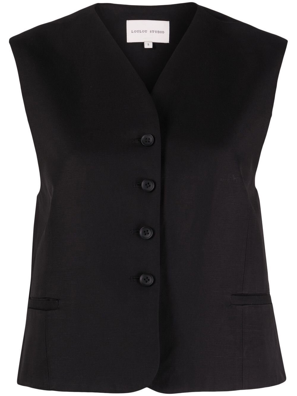 Loulou Studio Teora Wool Blend Knit Vest In Nero