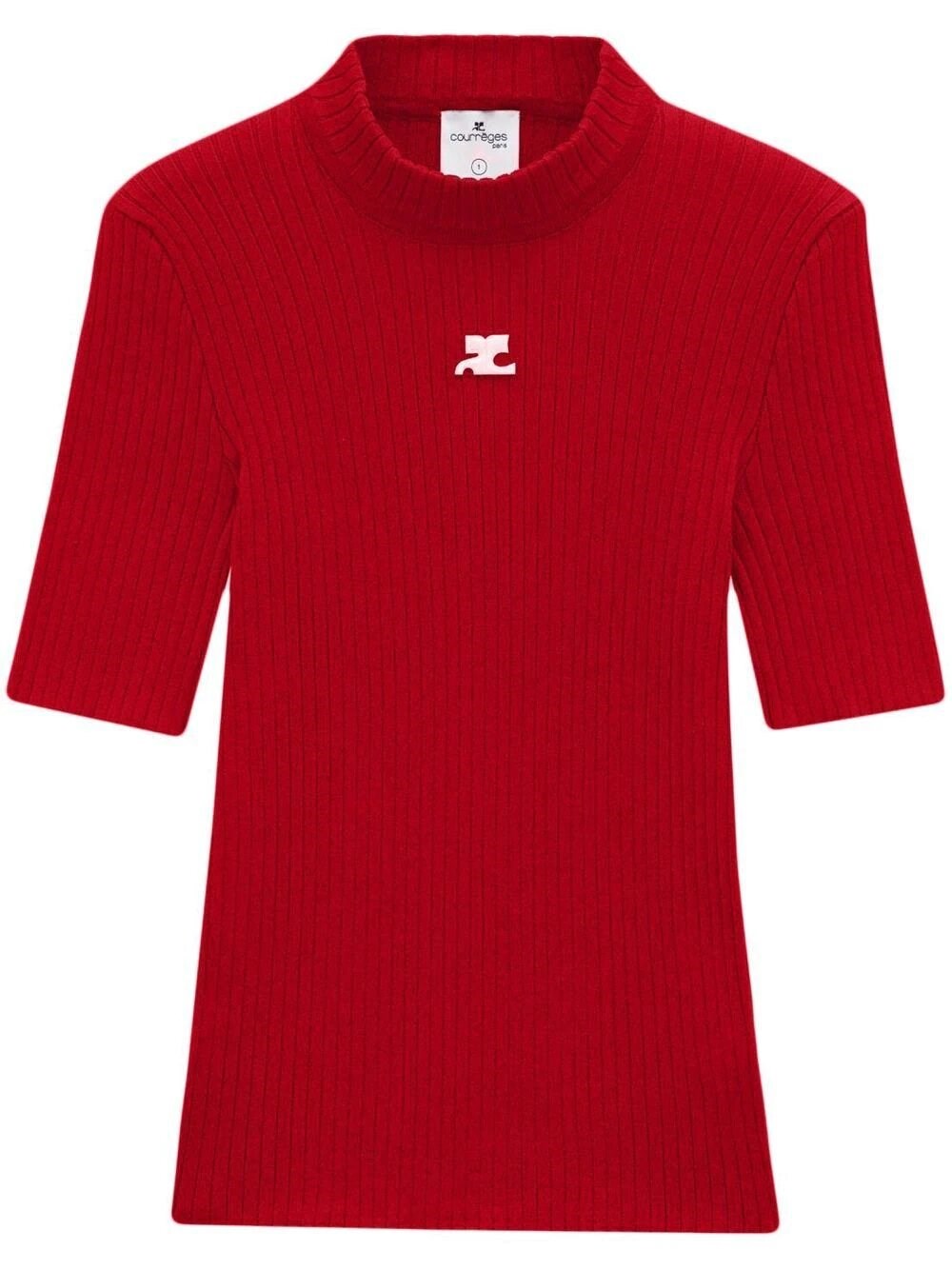 Courrèges Reedition Ribbed High-neck Sweater In Rosso