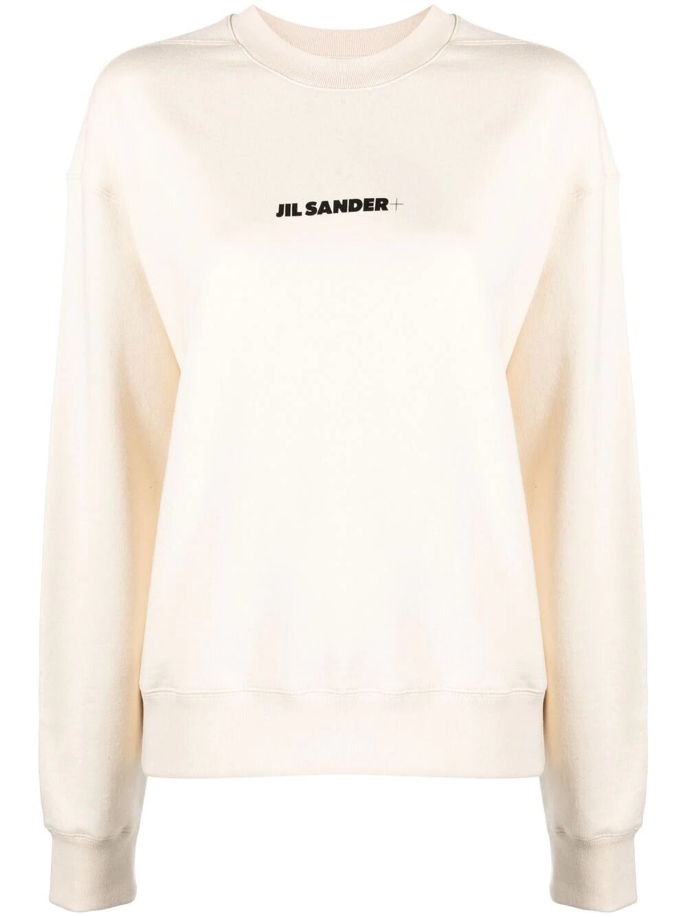 Jil Sander Crew-neck Sweatshirt With Logo Print In Beige