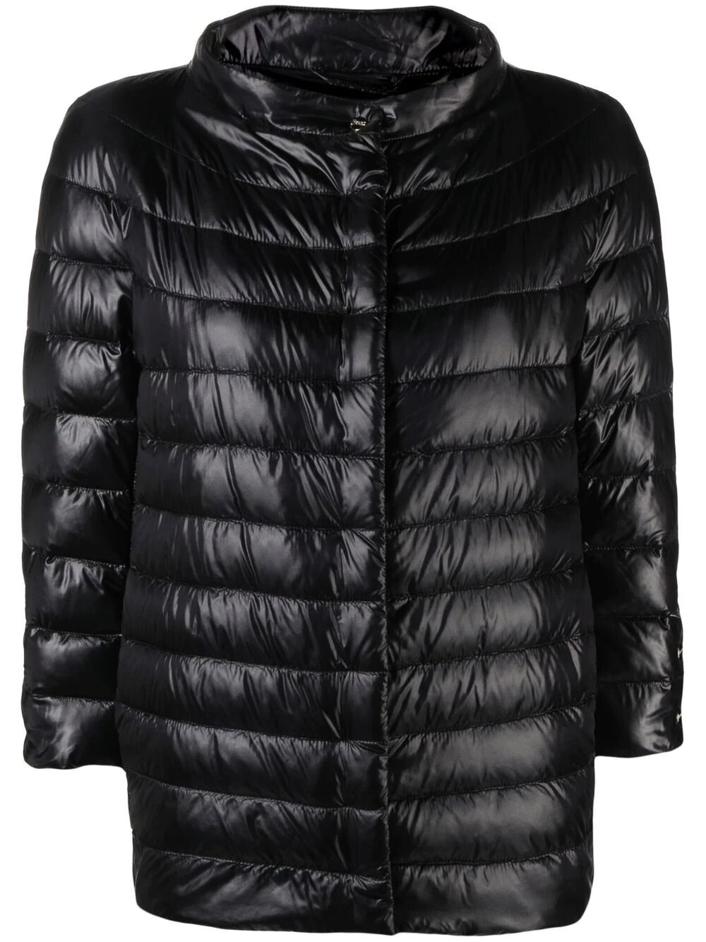 Herno Cropped Sleeve Padded Jacket In Nero