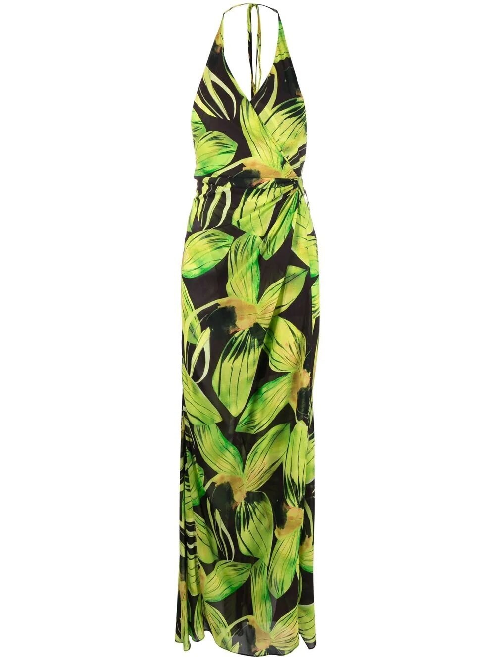 Louisa Ballou Multicoloured Long Dress With Floral Print In Verde